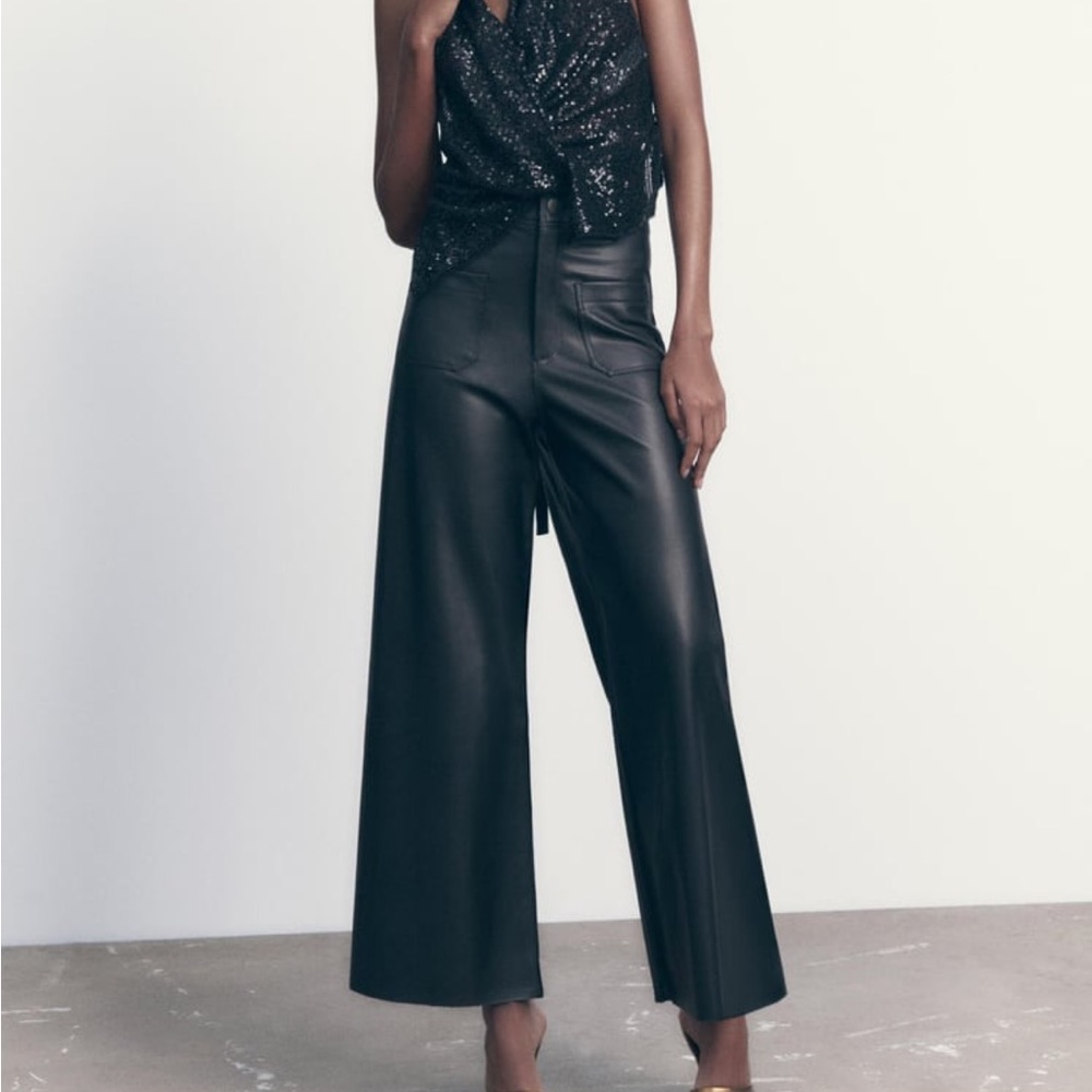Zara faux leather marine pants
